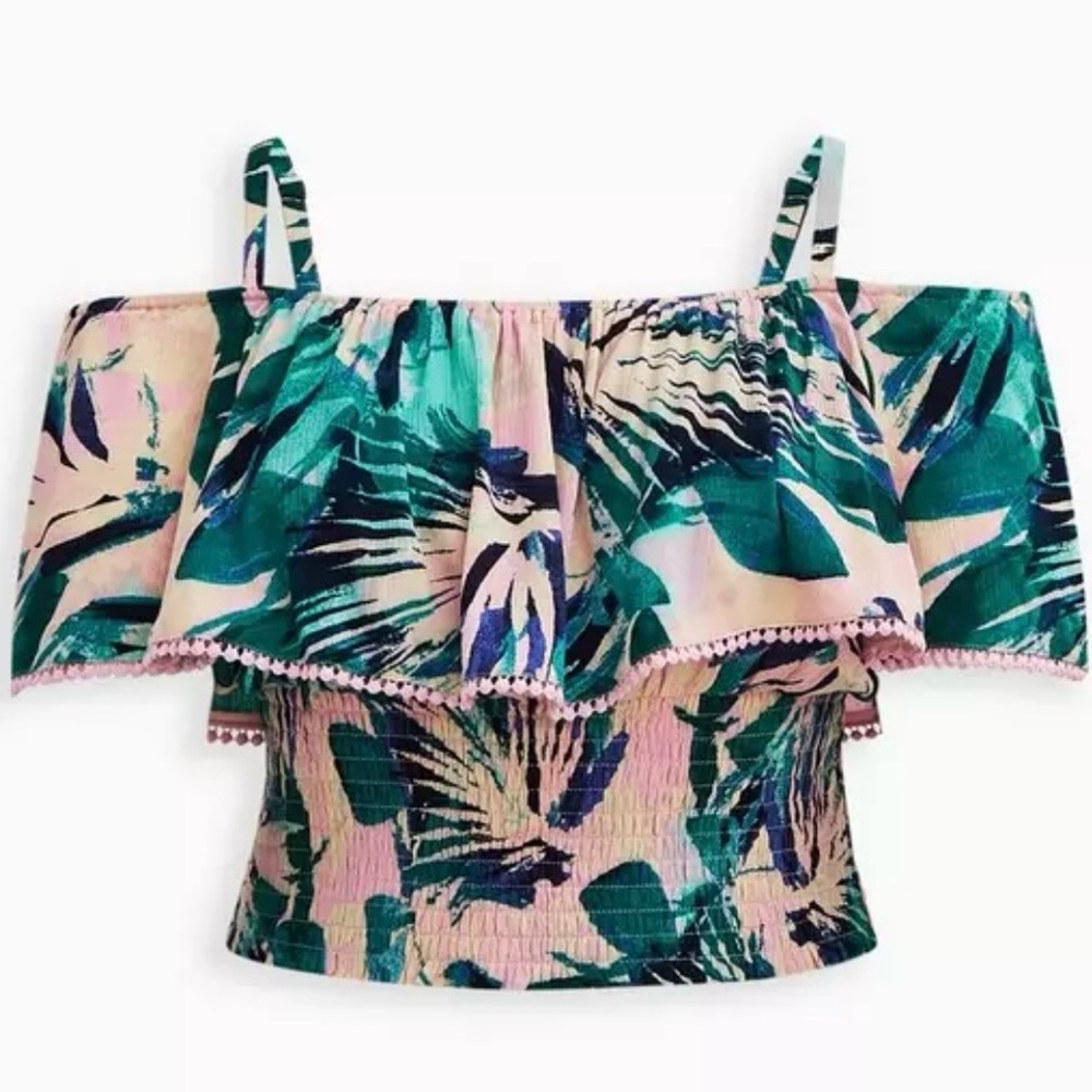 NWT Torrid Crinkle Gauze Cold Shoulder Ruffle Top 3X